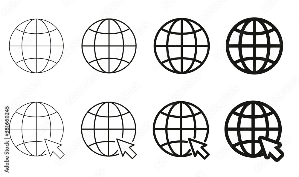 Globe icon set. Vector illustration. on white background Globe icon set. Vector illustration. on white background