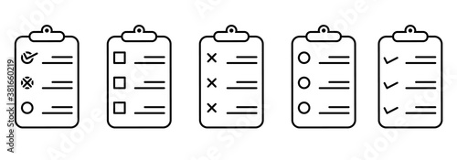 Set line icons of checklist isolated on white. Vector illustration