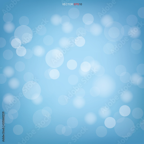 Blue bokeh. Abstract light blurred bokeh for background. Vector.