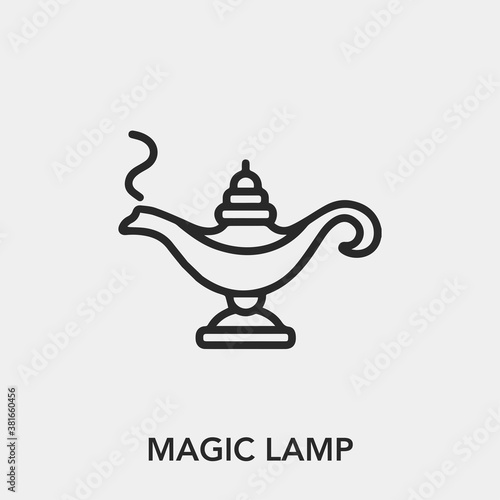 magic lamp icon vector. Linear style sign for mobile concept and web design. magic lamp symbol illustration. Pixel vector graphics - Vector.	