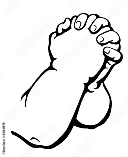 Baby Hands Praying, Line Art Illustration