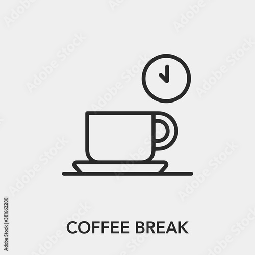 coffee break icon vector. Linear style sign for mobile concept and web design. coffee break symbol illustration. Pixel vector graphics - Vector. 