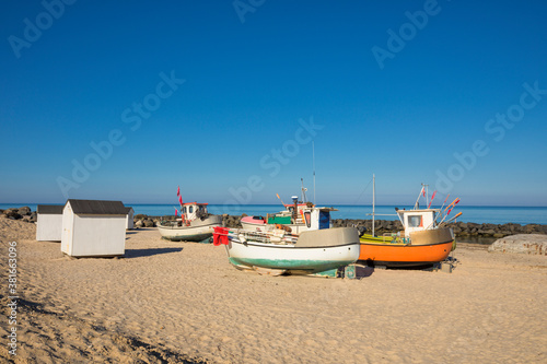 Fotografie, Obraz Small fishing boats on the beach of Lønstrup, Denmark