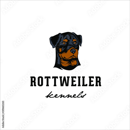 Rottweiler dog face portrait design