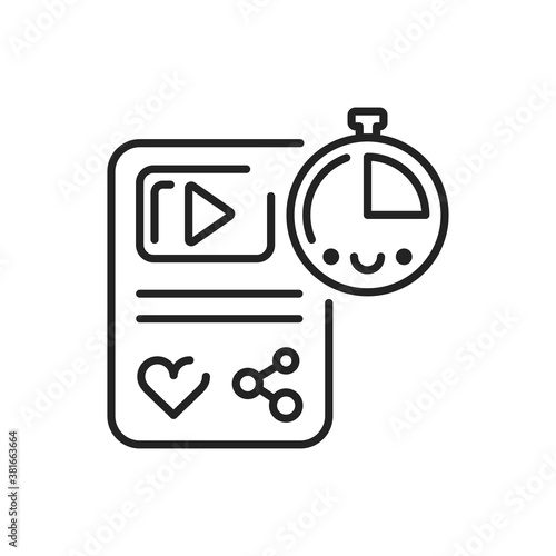 Teaser video black icon. Custom video content. Sign for web page, mobile app, button, logo. Vector isolated element. Editable stroke