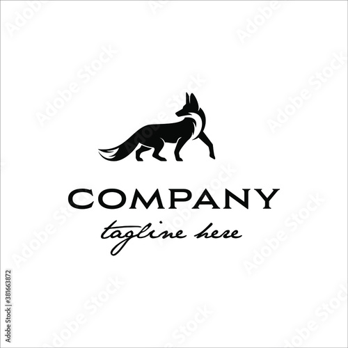 Foxes walked and looked back with a simple design style