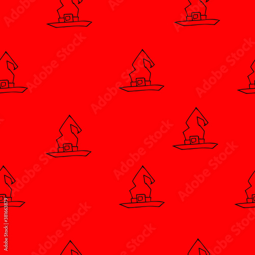 Halloween, October 31 All Saints Day, seamless pattern, attributes of a happy holiday, the curse, witch hat, postcard, print, poster