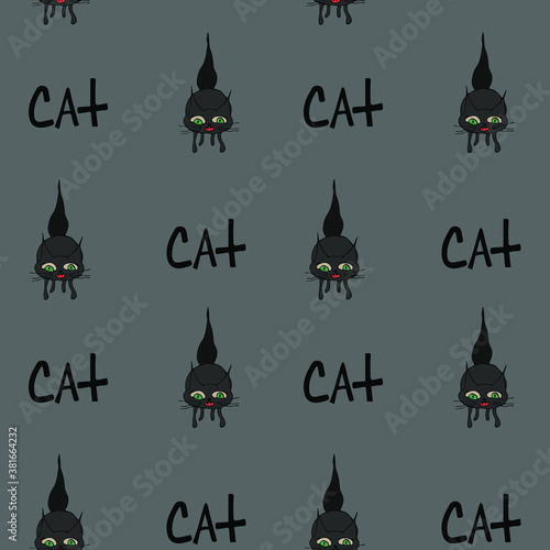 Halloween, seamless pattern, attributes of a happy holiday curse happy funny cat with the inscription, postcard, print, poster, wallpaper
transparent