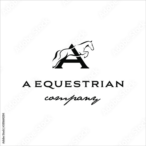 Horse that jumps on the letter A with an elegant design