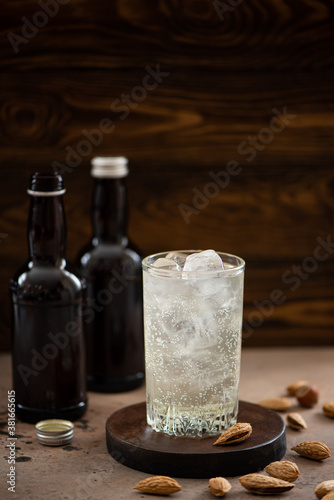 non-alcoholic ginger beer with ice in tall glasses