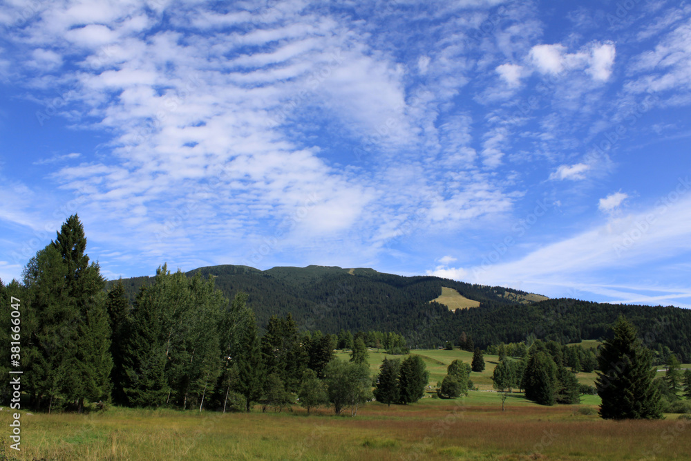 Green and blue natural landscape of Folgaria upland