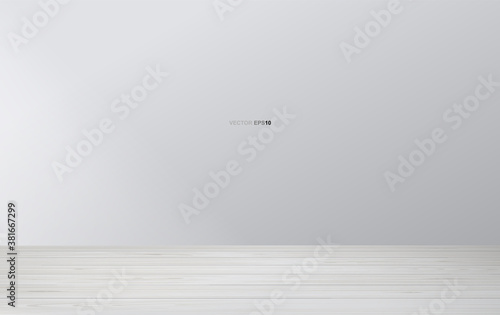 Empty room space background with wooden floor. Vector.