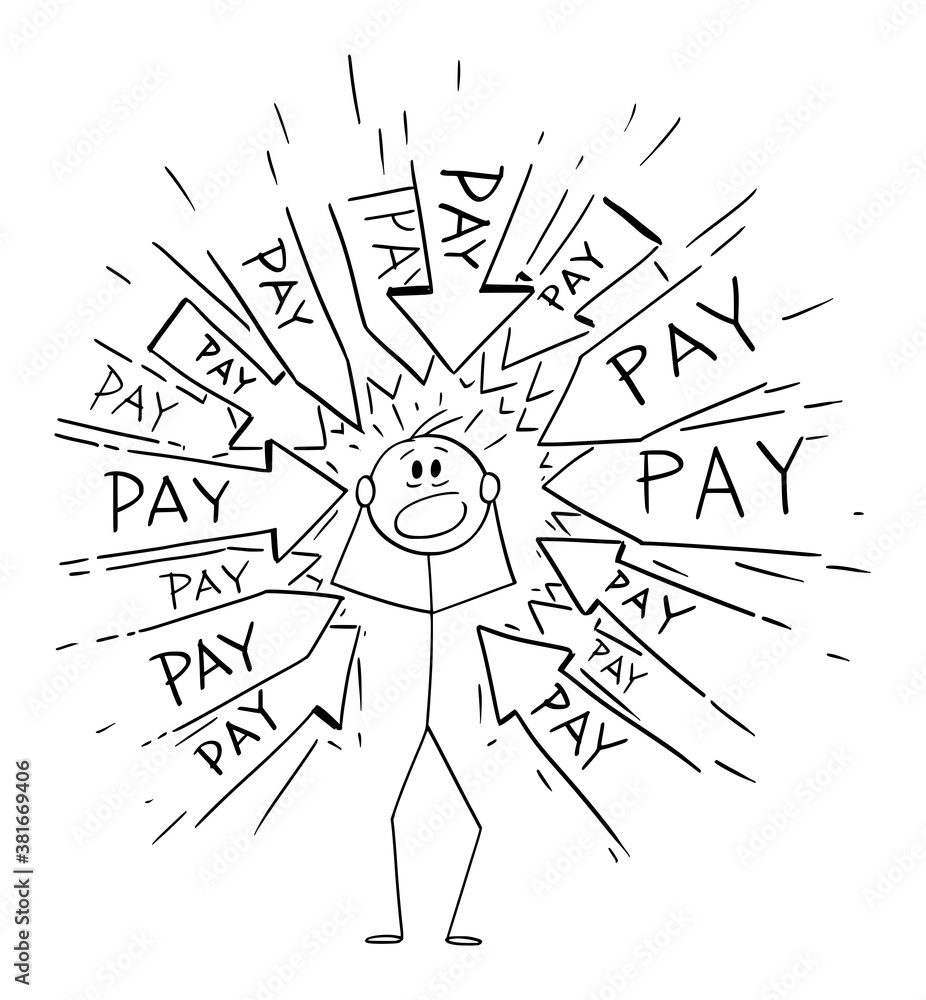 Stick Figure Income Vector cartoon stick figure drawing conceptual illustration of stressed ...
