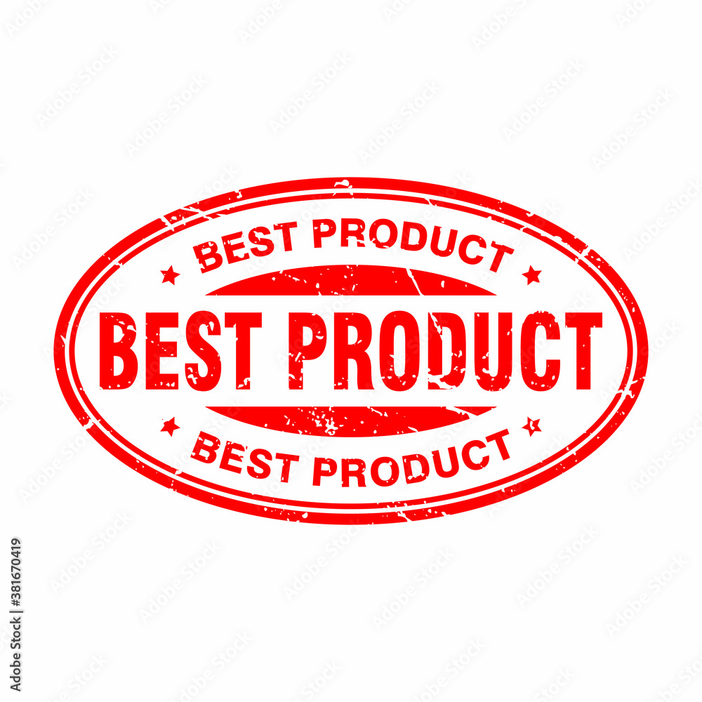 Abstract Red Grungy Best Product Rubber Stamp Sign with Oval Shape Illustration Vector, Best Product Text Seal, Mark, Label Design Template Abstract Red Grungy Best Product Rubber Stamp Sign with Oval Shape Illustration Vector, Best Product Text Seal, Mark, Label Design Template