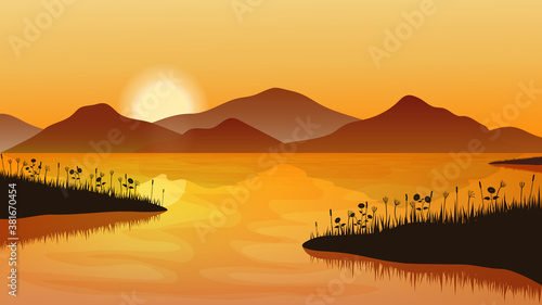 Mountain sunset landscape.