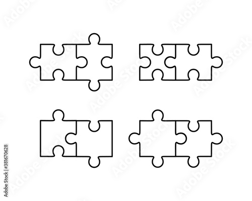 Double piece flat puzzle set vector