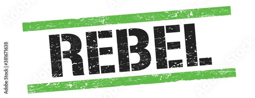 Photography REBEL text on black green vintage lines stamp.