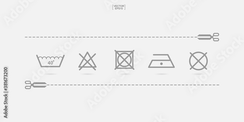 Laundry icon set. Washing care sign and symbol. Vector.