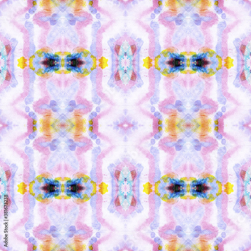 Tribal Boho Pattern. Abstract Shibori Motif. Pastel Blue and Violet Seamless Texture. Seamless Tie Dye Rapport. Ikat Mexican Print. Ethnic Tribal Boho Pattern.