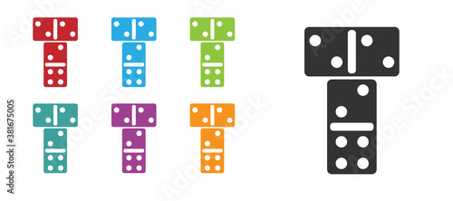 Black Domino icon isolated on white background. Set icons colorful. Vector.