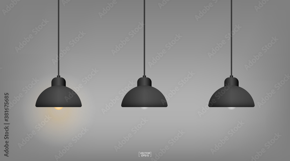 Light bulb or lamp with dark background. Vector.