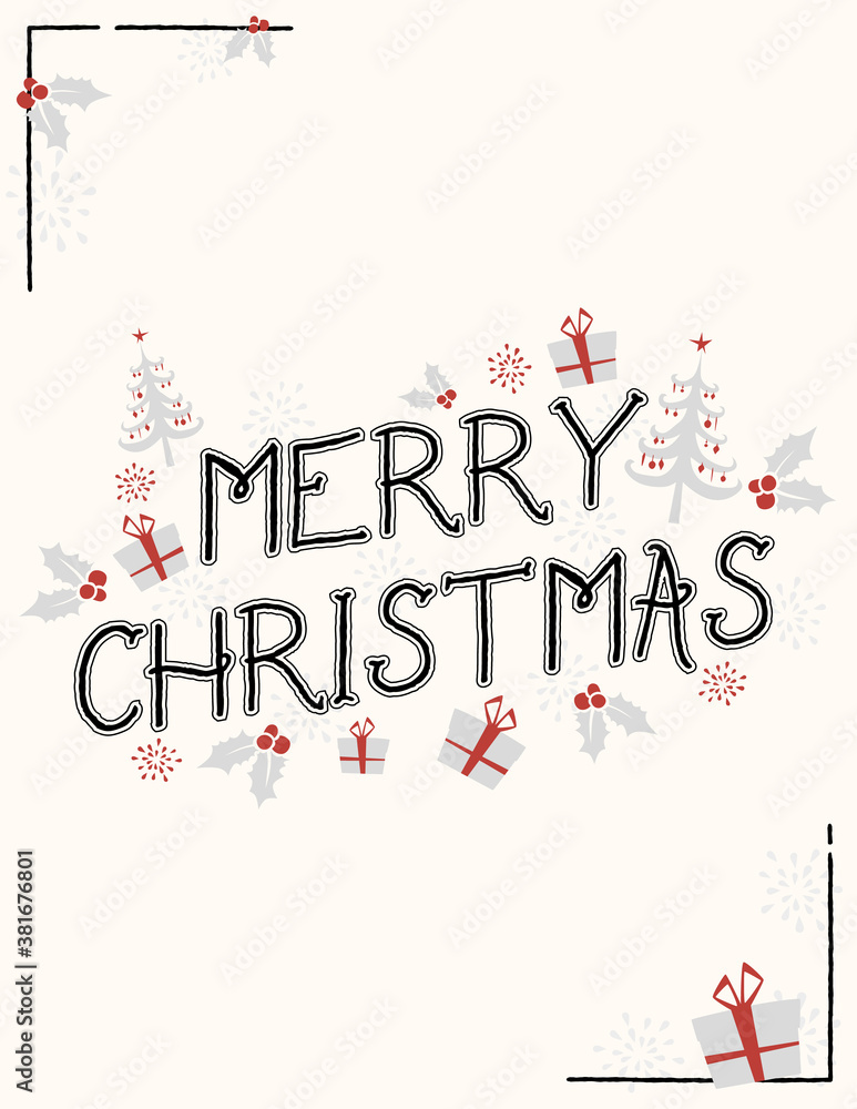 Merry Christmas card or banner for festivity. Colorful and bright with copy space.