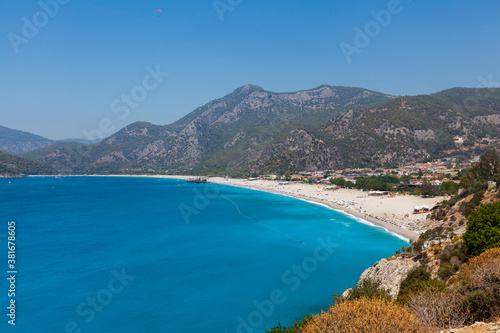 Panaromic view of Belcekız Beach at Ölüdeniz Fethiye Turkey © COSPV