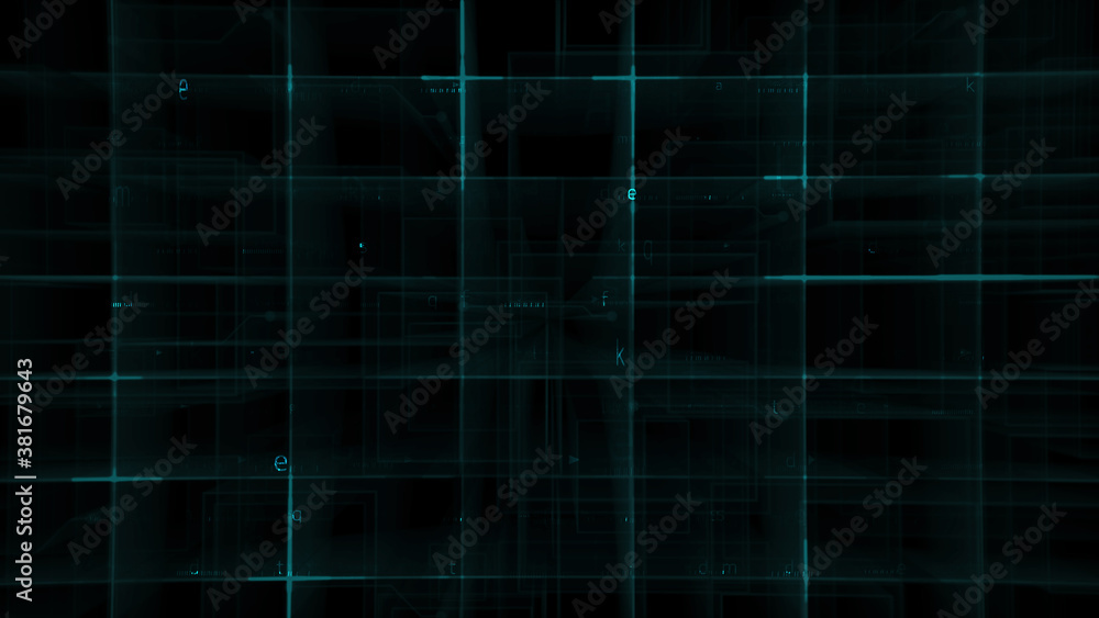 Digital grid and letter futuristic technology background effect with 3d rendering. Digital grid and letter futuristic technology background effect with 3d rendering.