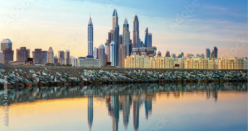 Modern and Luxury Dubai Marina - famous Dubai Marinah at sunrise  United Arab Emirates