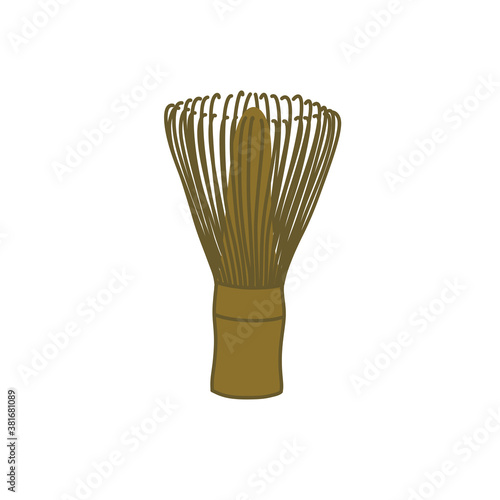 whisk for matcha tea doodle icon, vector color illustration