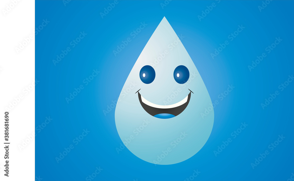 Gota de agua con cara de felicidad.