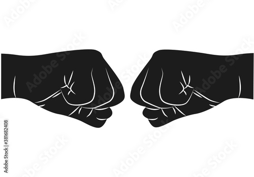 Dos puños enfrentados en un fondo blanco.