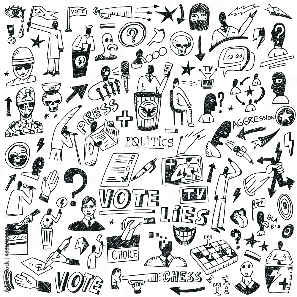 Politics - doodles set