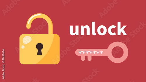 パスワードで鍵を開けるイメージの背景_南京錠_ロック解除のイラスト