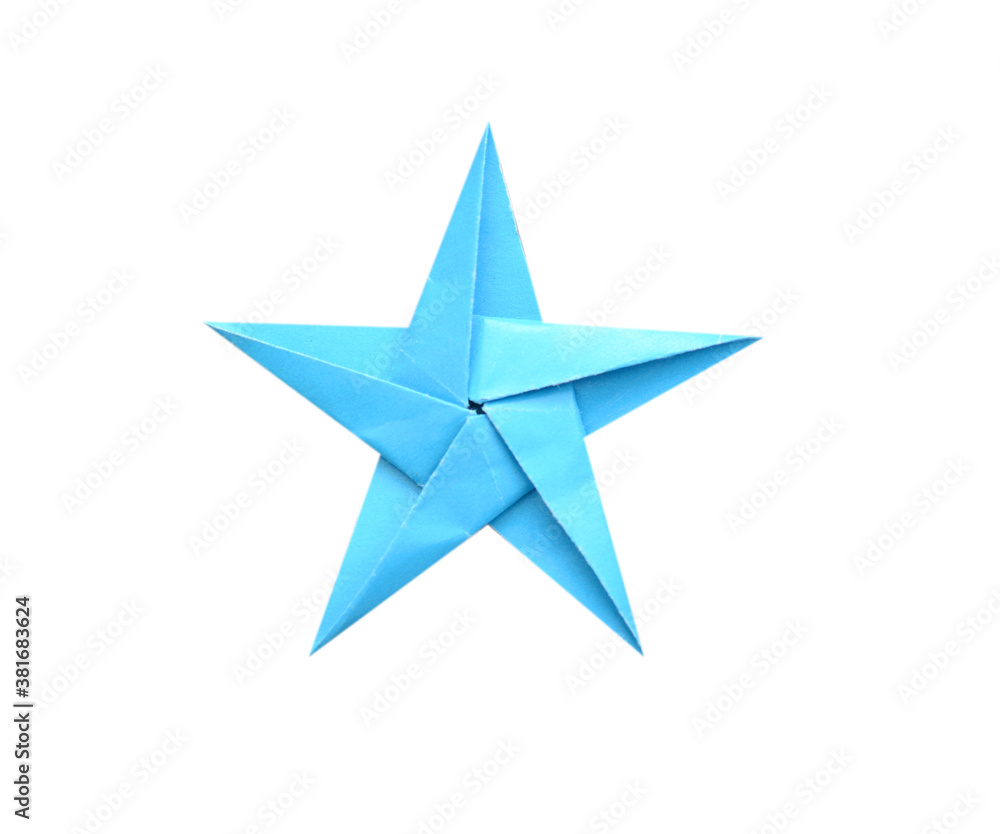 Fototapeta premium A blue origami paper star