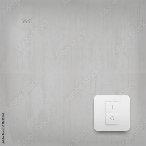 Light switch on concrete wall background. Vector.