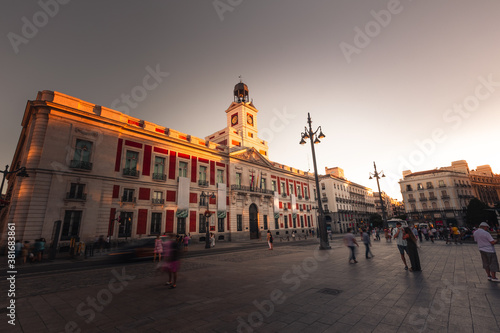 Iconic central square of Madrid, the Plaza del Sol (Sun Square); Spain.