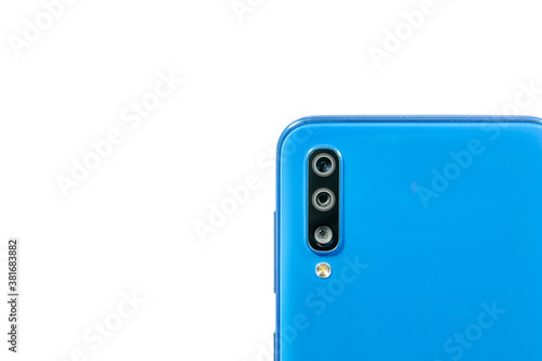 A smartphone camera on a white background Technology and development