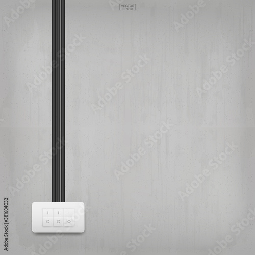 Light switch on concrete wall background. Vector.