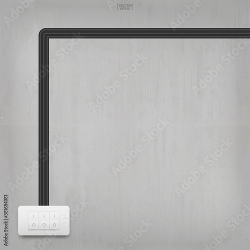 Light switch on concrete wall background. Vector.