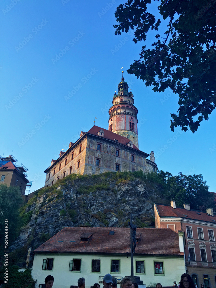 view of Castle Tower in Cesky Krumlov, Czech Republic