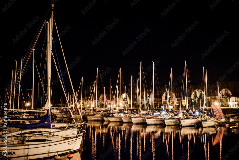 custom made wallpaper toronto digitalHarbor with sailboats at night in the Czech Republic