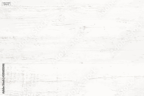 White wood pattern and texture for background. Vector.