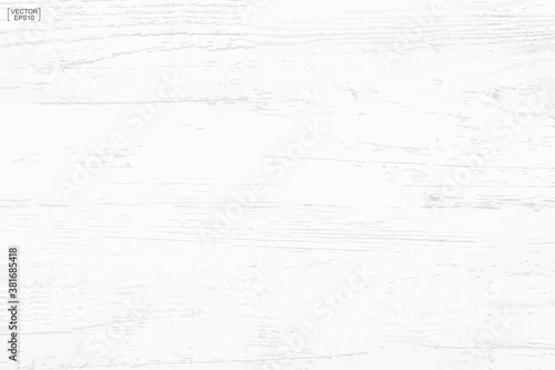 White wood pattern and texture for background. Vector.