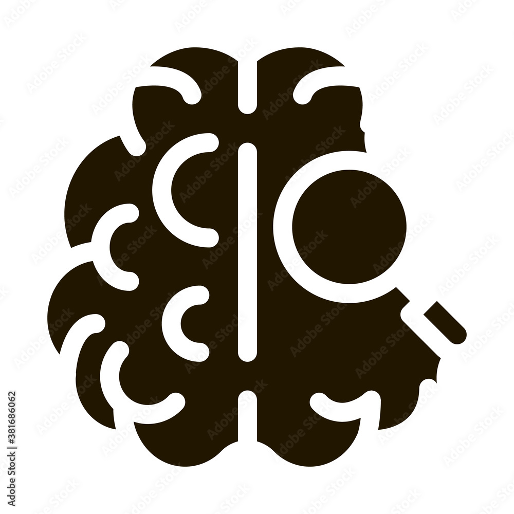 Brain Magnifier glyph icon vector. Brain Magnifier Sign. isolated symbol illustration