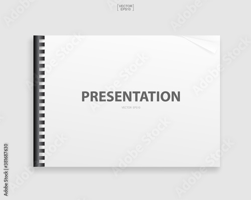 Book binder with empty cover for background. Template design (mock up) for catalogue, portfolio, page presentation. Vector.