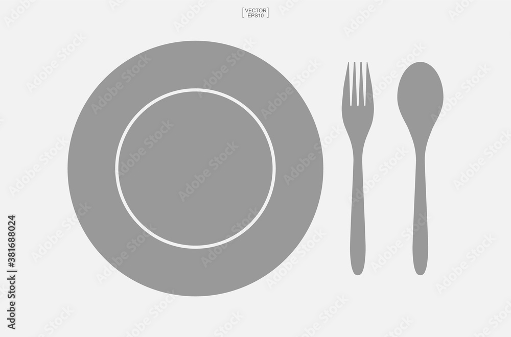 Spoon, dish and fork icon set. Kitchenware sign and symbol. Vector. Spoon, dish and fork icon set. Kitchenware sign and symbol. Vector.