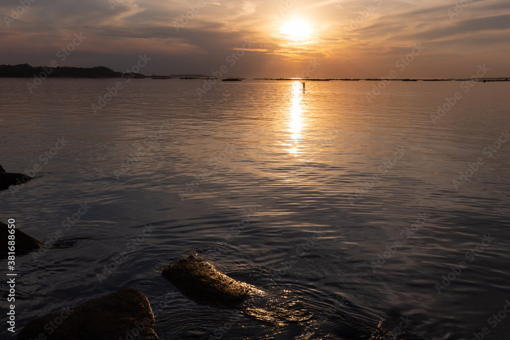 sunset over the lake