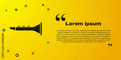 Black Clarinet icon isolated on yellow background. Musical instrument. Vector.