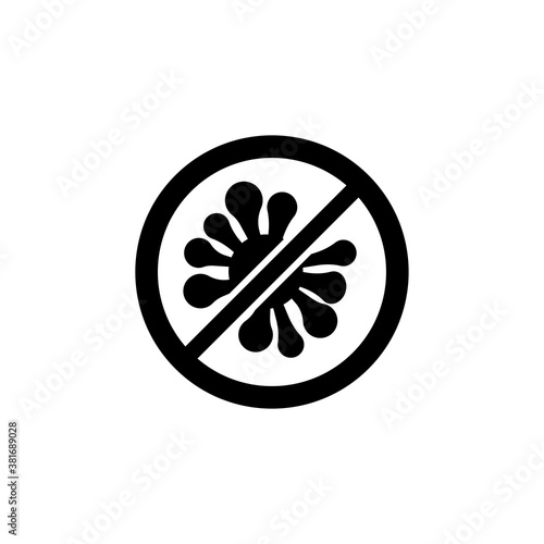 Antibacterial, No Virus, Stop Bacteria. Flat Vector Icon illustration. Simple black symbol on white background. Antibacterial No Virus Stop Bacteria sign design template for web and mobile UI element.